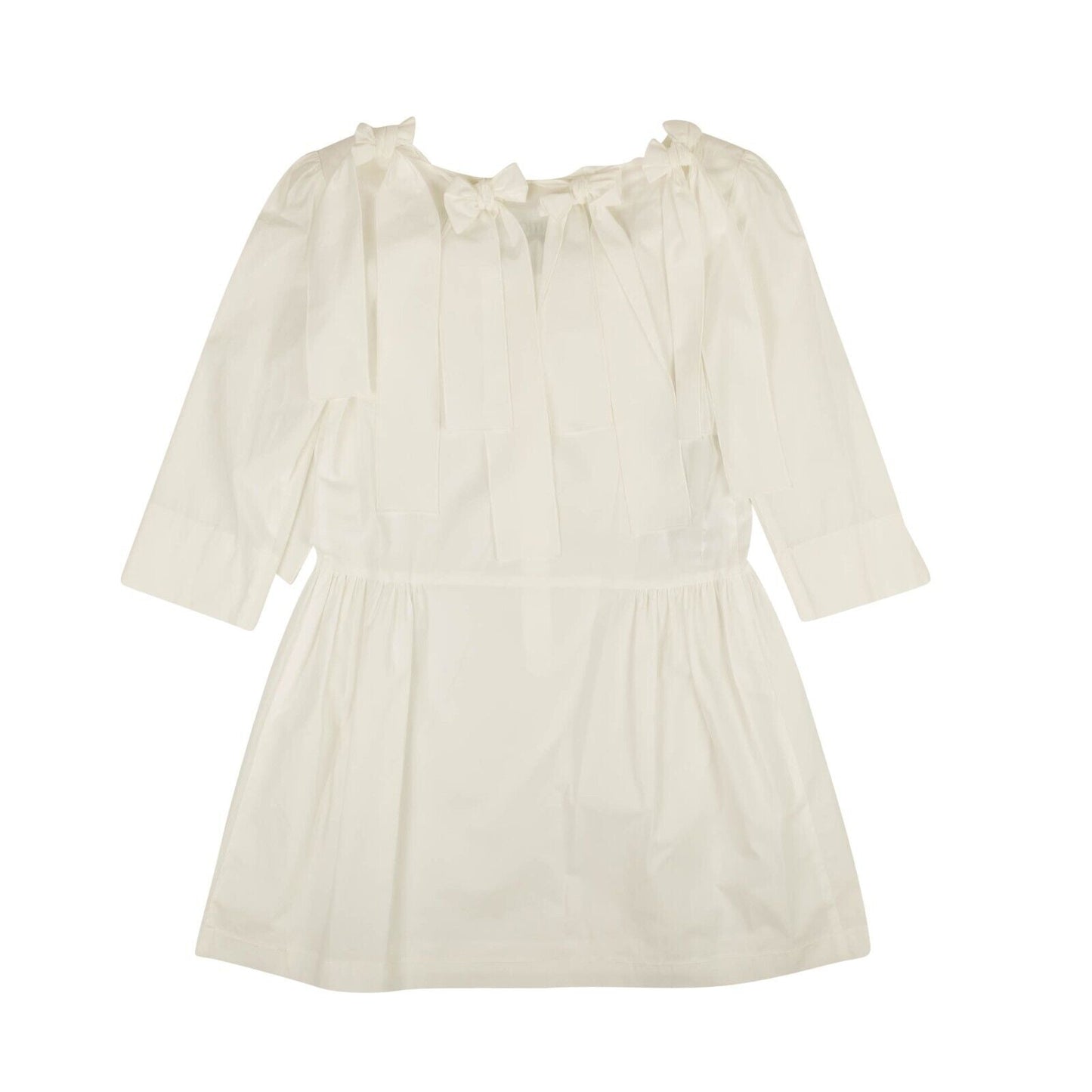 BOUTIQUE MOSCHINO White Bow Accented Fit & Flare Mini Dress