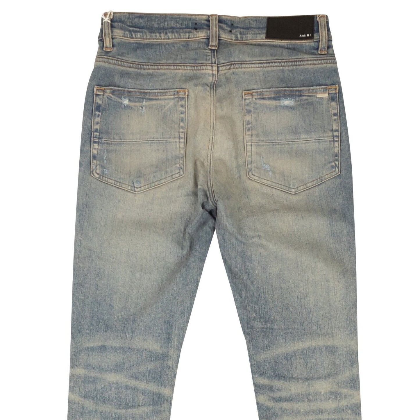Amiri Leopard Distressed Thrasher Jeans - Clay/Indigo