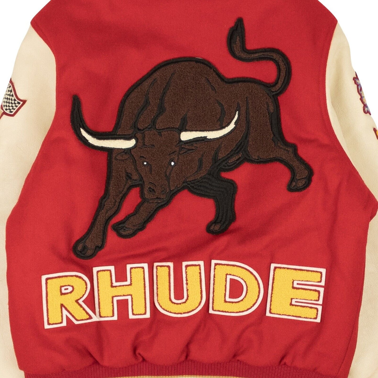 Red Cotton Bull Market Varsity Jacket