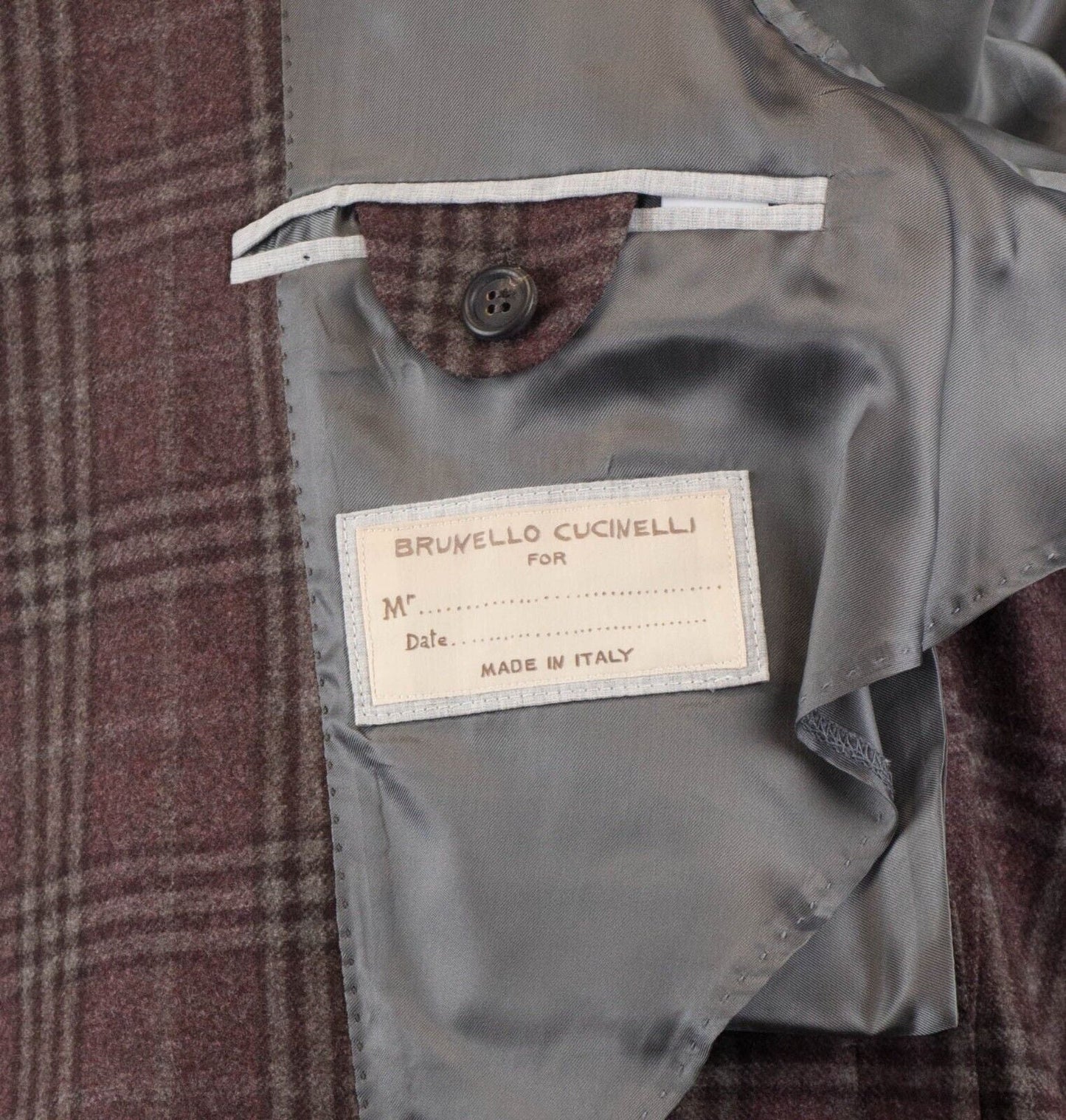 Burgundy Plaid Wool Two-Button Blazer