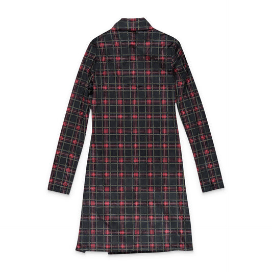 STRETCH PLAID NAVY MINI DRESS