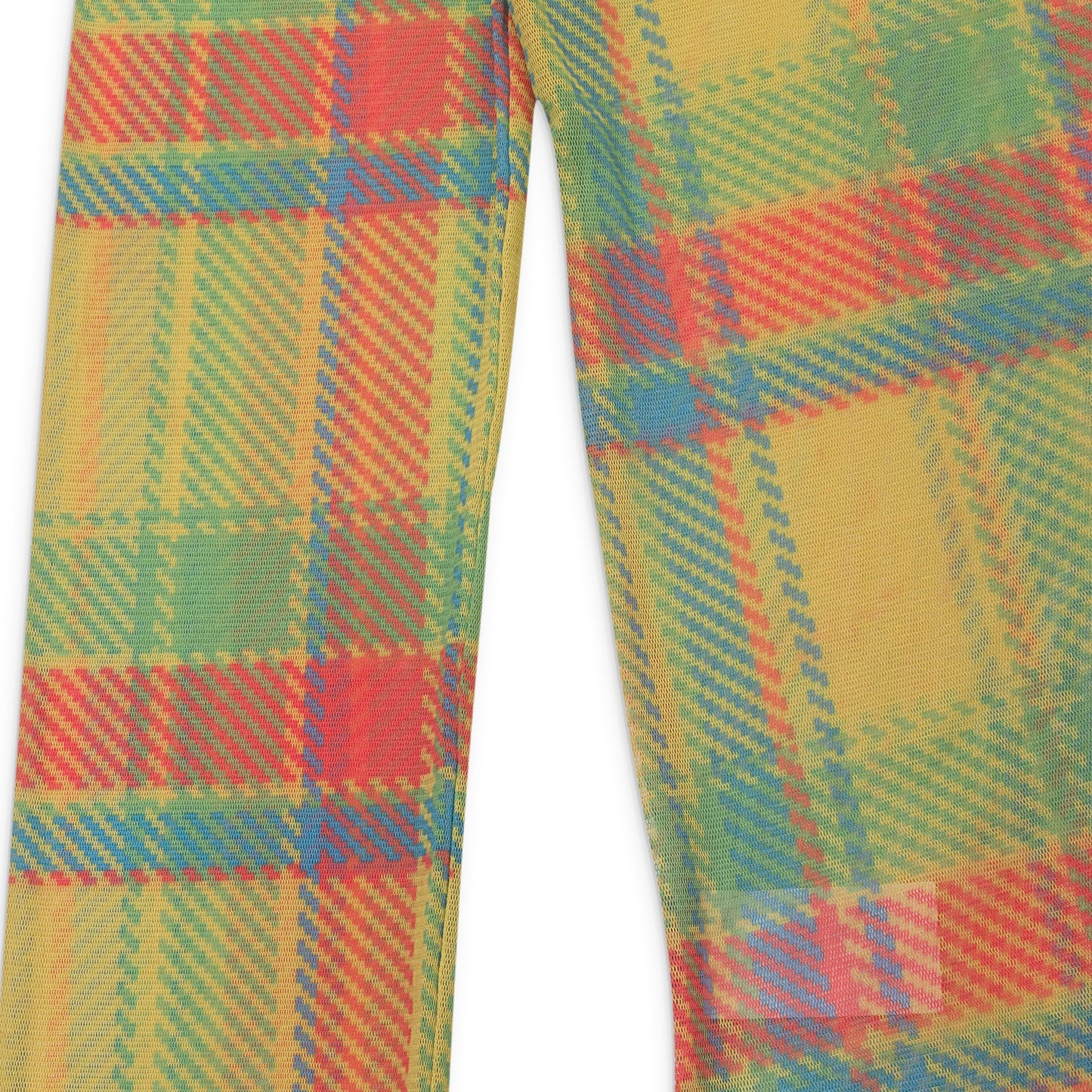 PLAID LONG SLEEVE MESH CREWNECK MULTICOLOR SWEATER