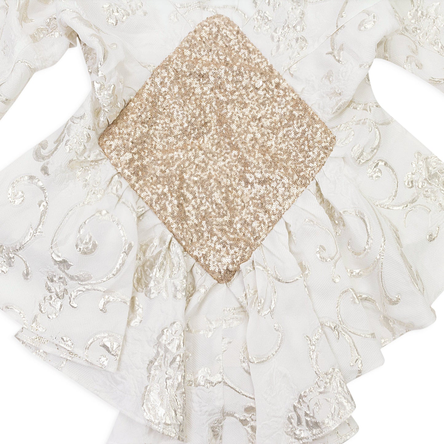 JACQUARD FLORAL DOLMAN SLEEVE CREAM, GOLD BLOUSE