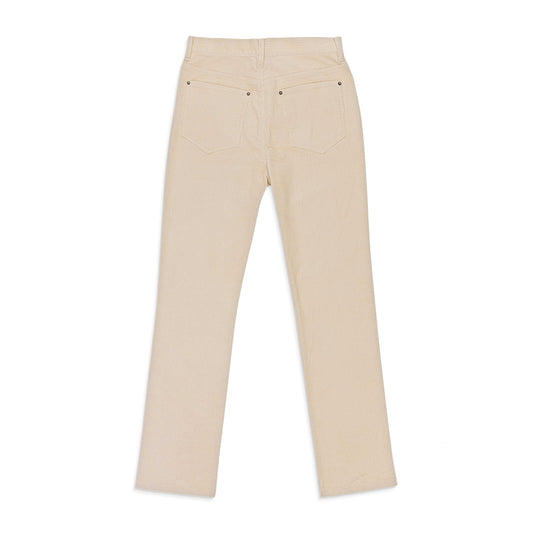 STRETCH CURDUROY OFF-WHITE LACE-UP JEANS