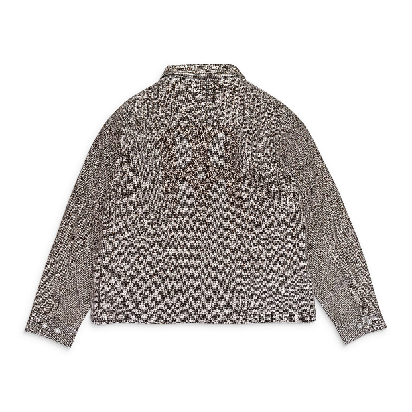 RHINESTONE ZIPPER BROWN WORK JACKET