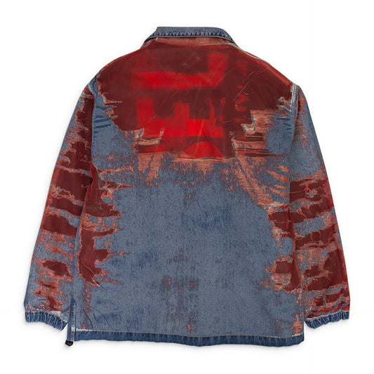 RED MIXED FABRIC ZIP UP JACKET