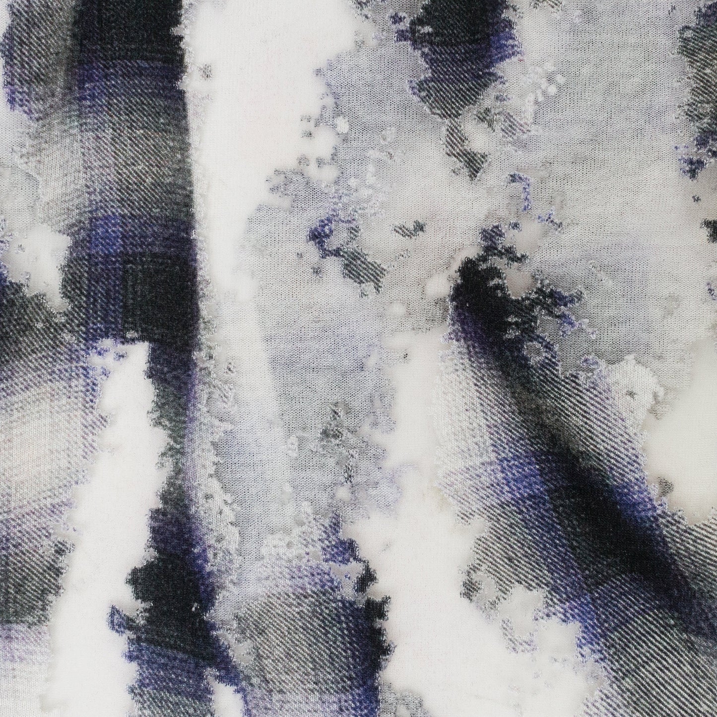 BLUE CHECK LONG SLEEVE WITH DEVORE EFFECT T-SHIRT
