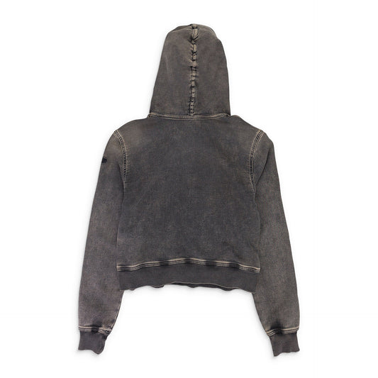 BLACK D-ANGY-HOOD TRACK CROPPED DENIM HOODIE