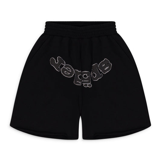 BLACK OG WEB V2 RHINESTONE SHORTS