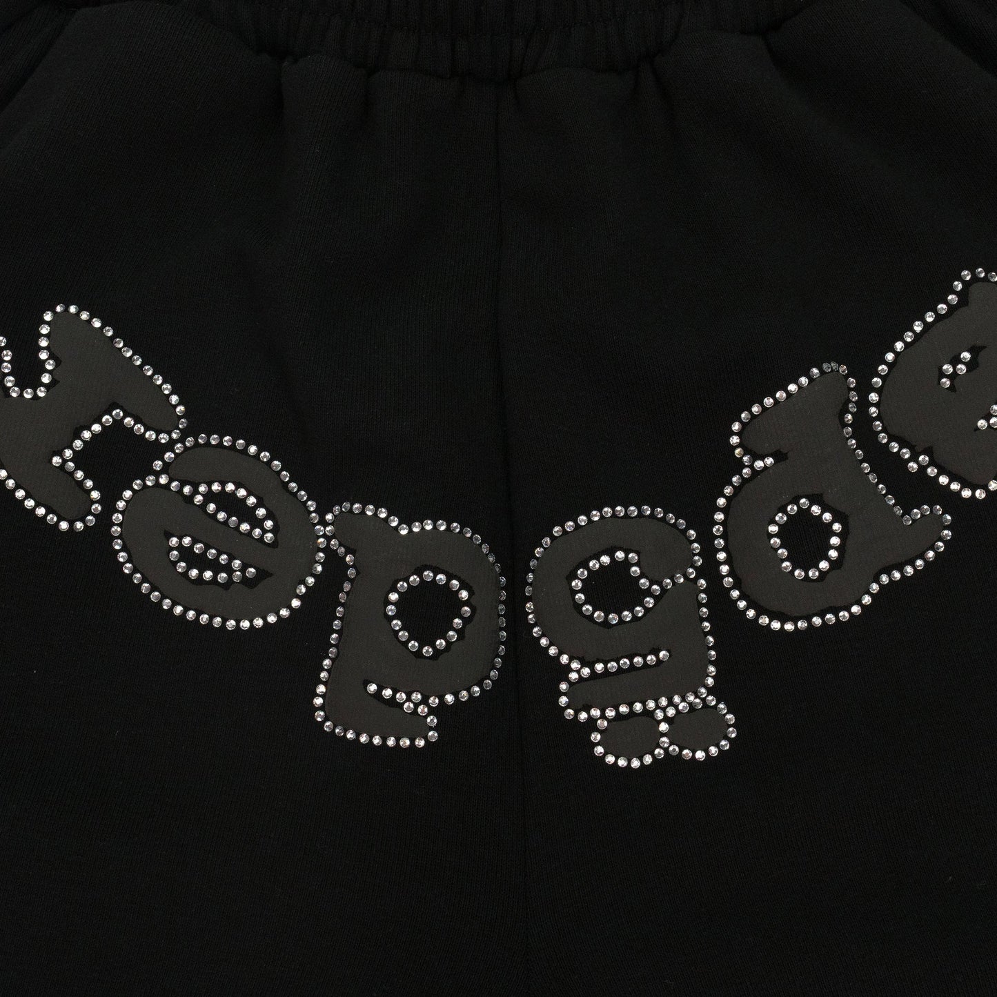 BLACK OG WEB V2 RHINESTONE SHORTS