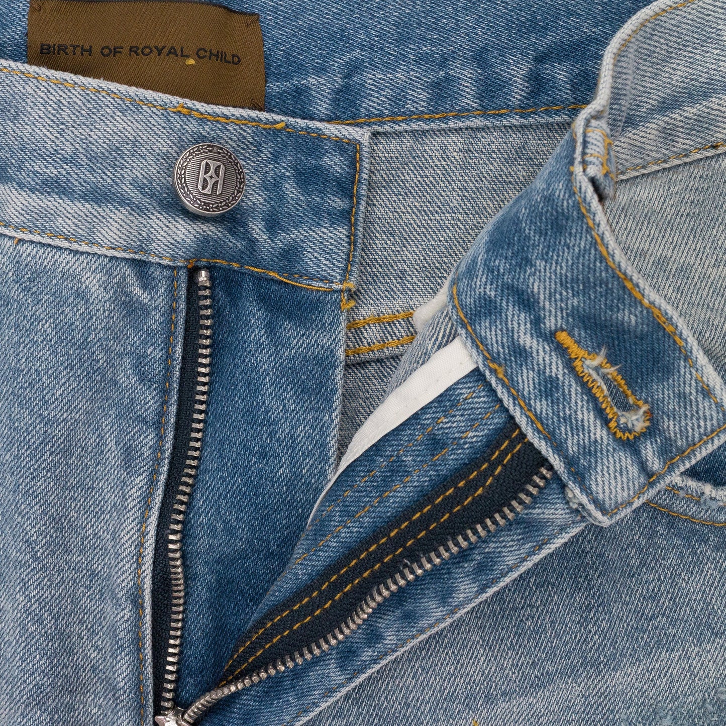 BLUE FIREWORKS WASH DENIM STRAIGHT-FIT JEANS