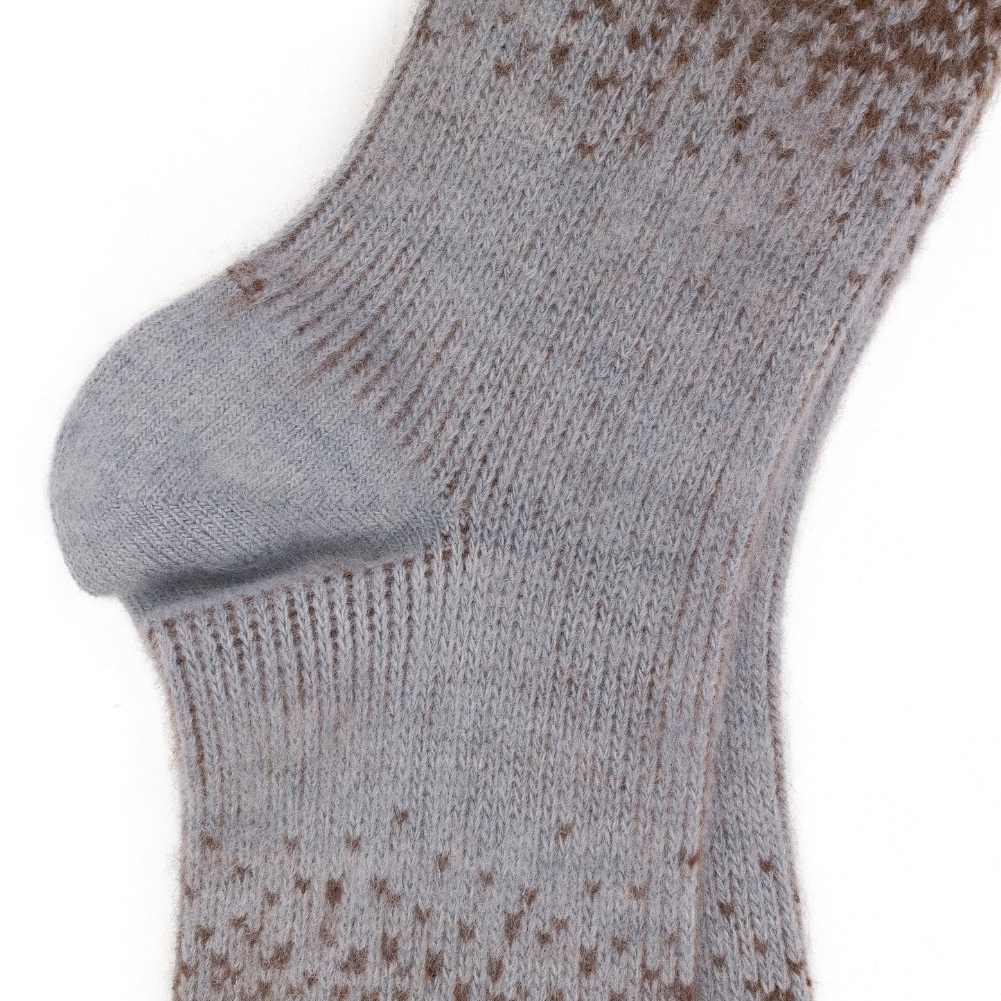 BABY BLUE/BROWN BULKY BRUSHED LOW CREW SOCKS