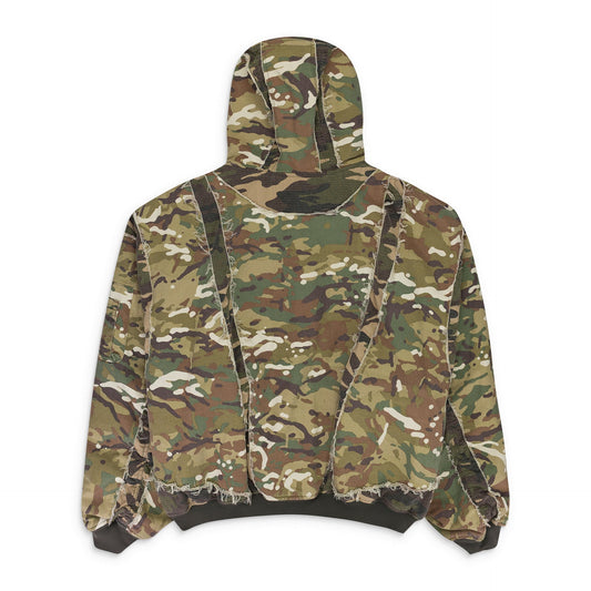 CAMO REWORKED HOODED BOMBER JACKET
