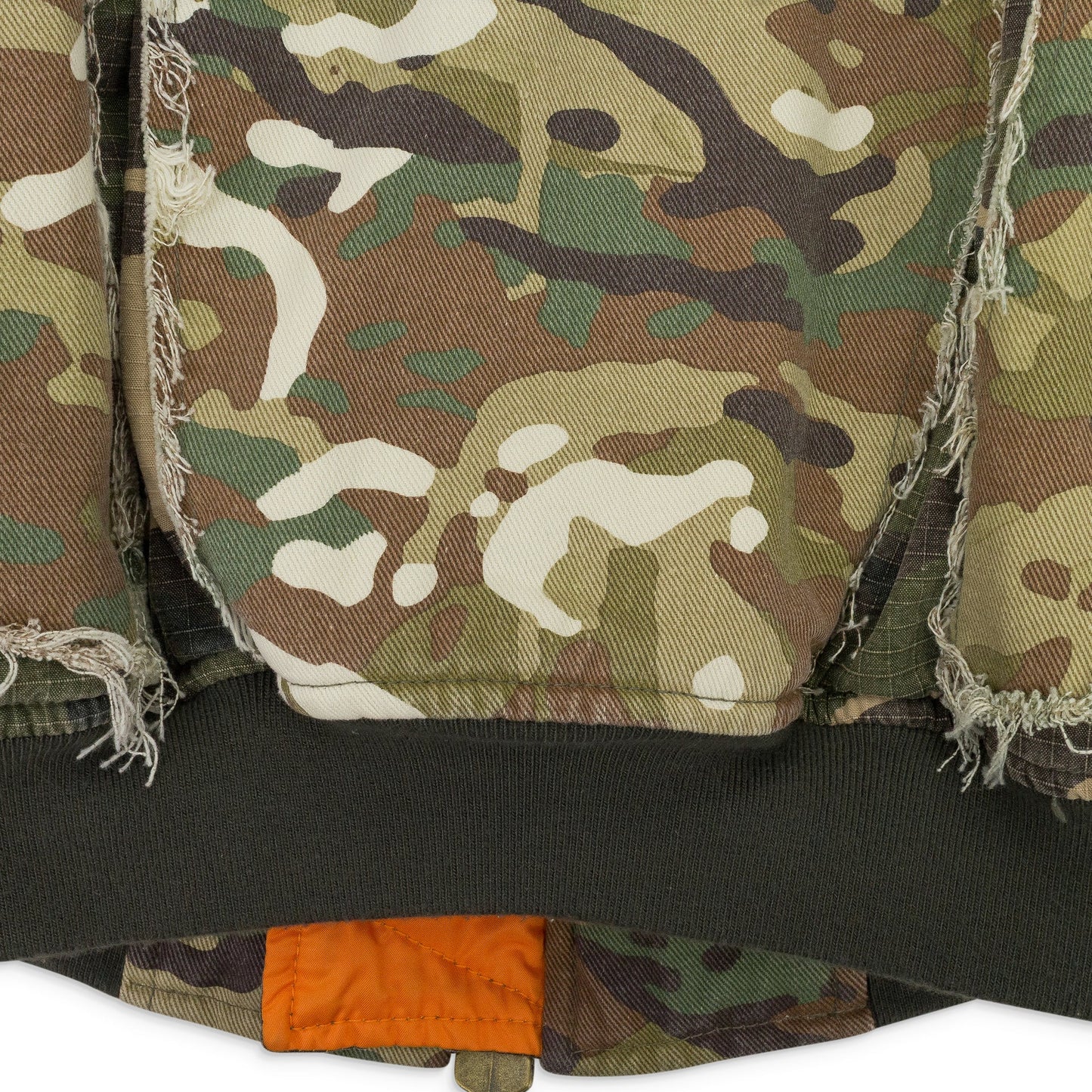 CAMO REWORKED HOODED BOMBER JACKET