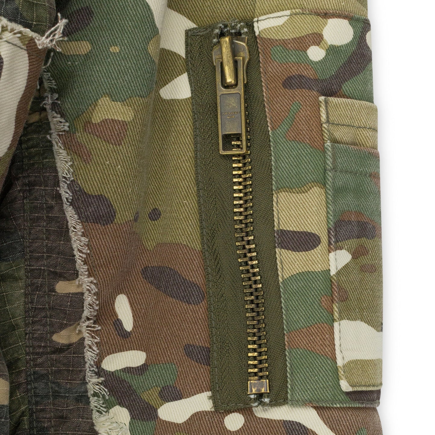 CAMO REWORKED HOODED BOMBER JACKET