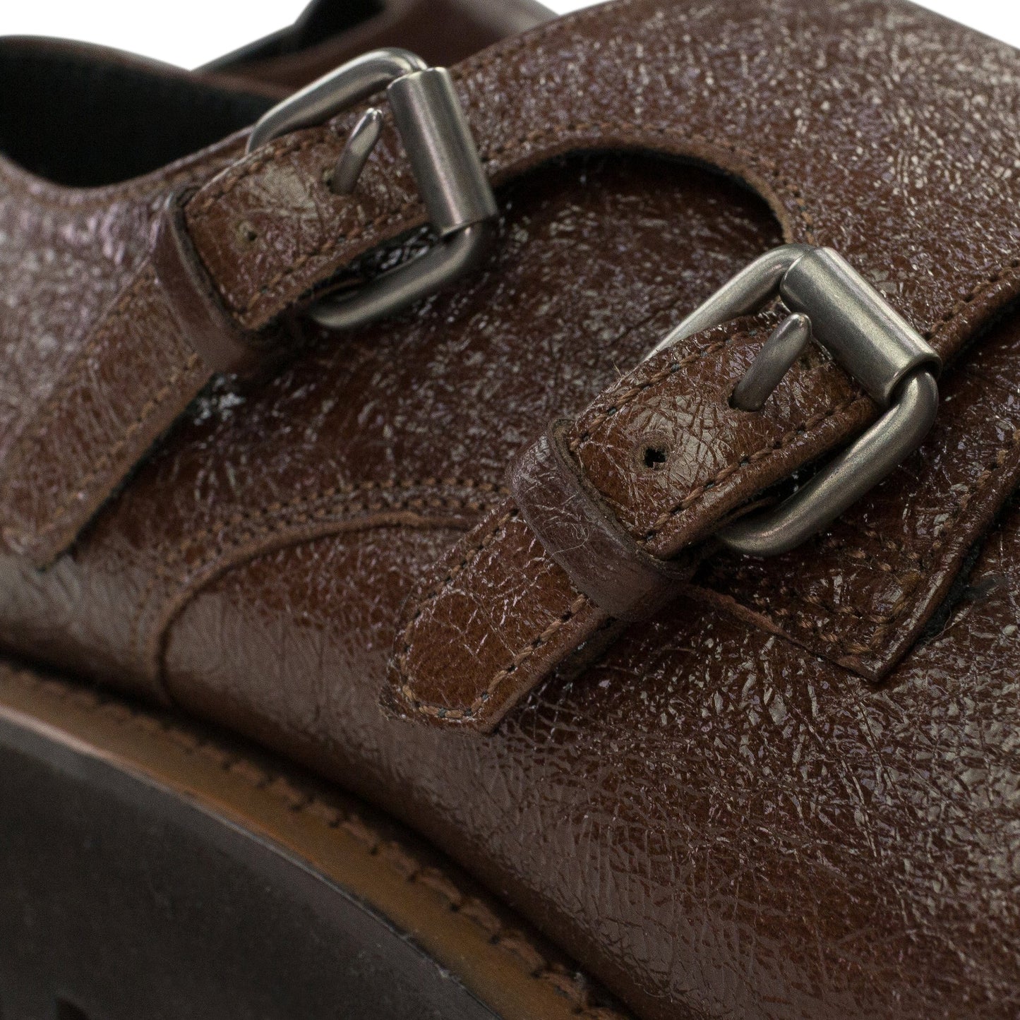 BROWN DOUBLE BUCKLE OXFORDS