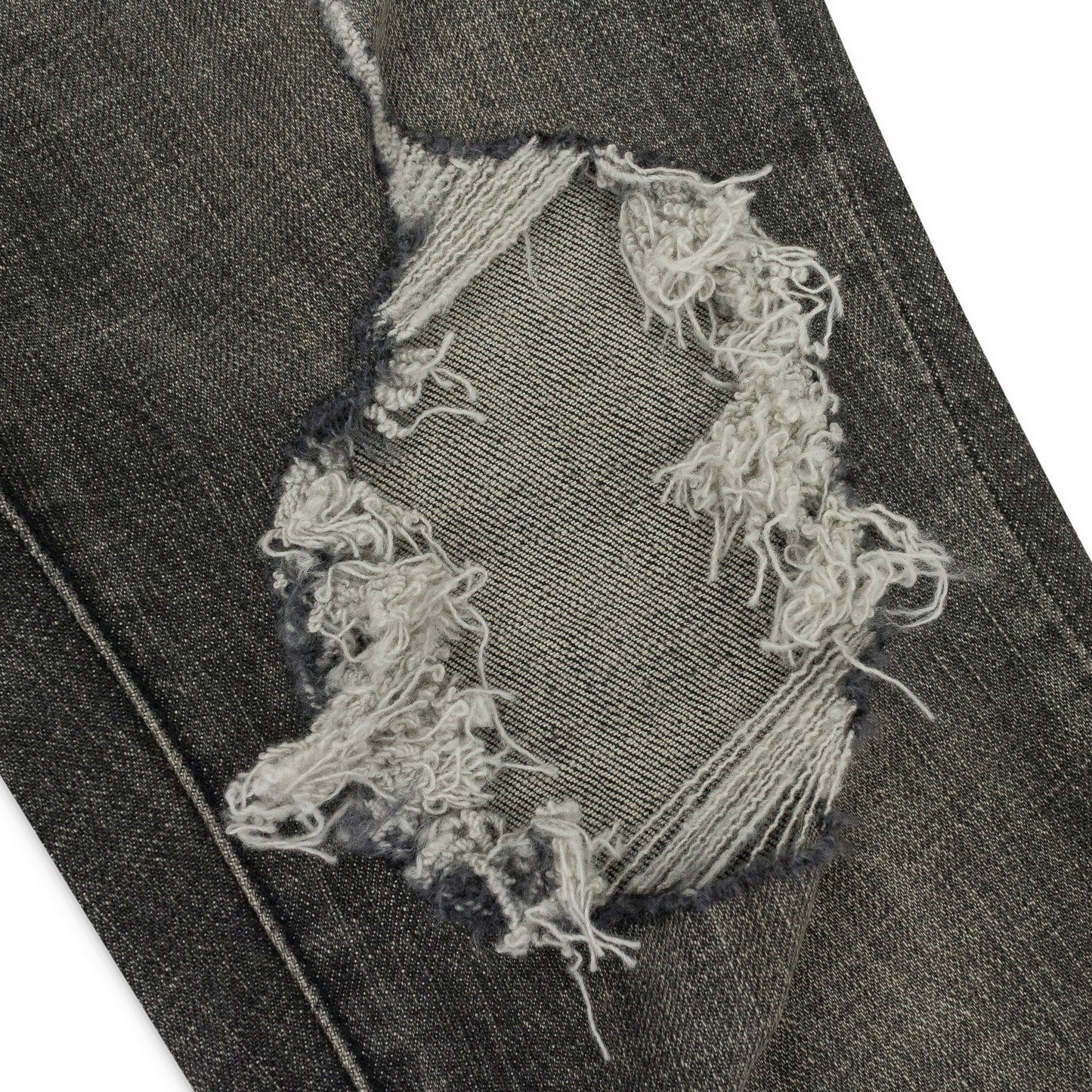 GREY DIRTY RESIN BLOWOUT SKINNY JEANS