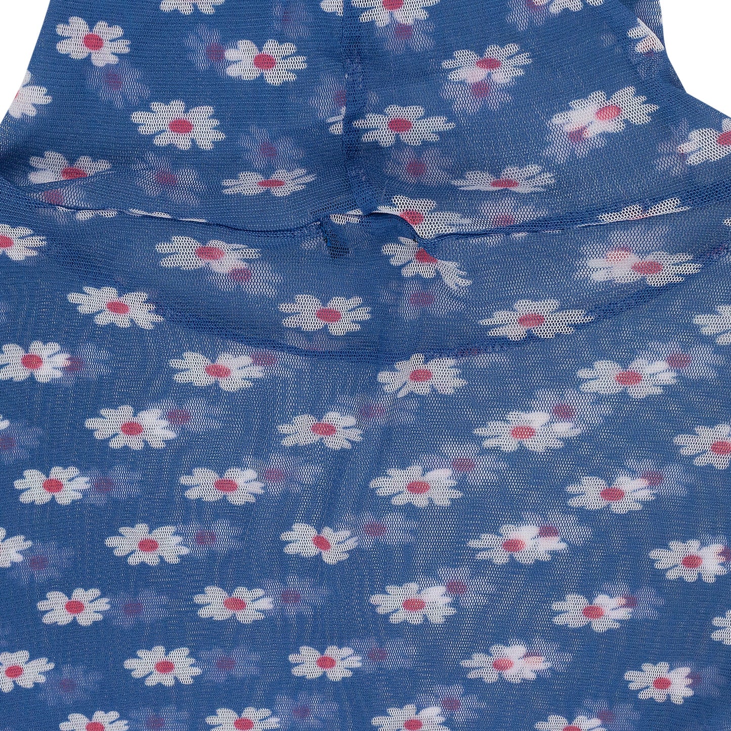 BLUE FLOWER PRINTED MESH TURTLENECK SWEATER