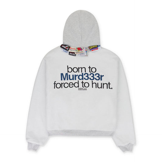 GREEDY UNIT x MURD333R.FM GREY DOUBLE LAYERED HOODIE