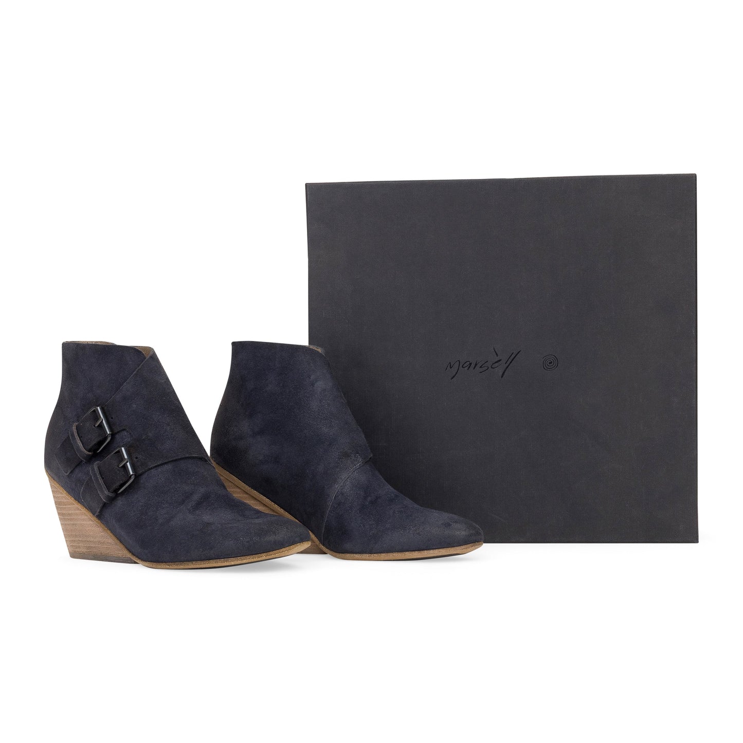 BLUE DISTRESSED CALF SKIN LEATHER BOOTS