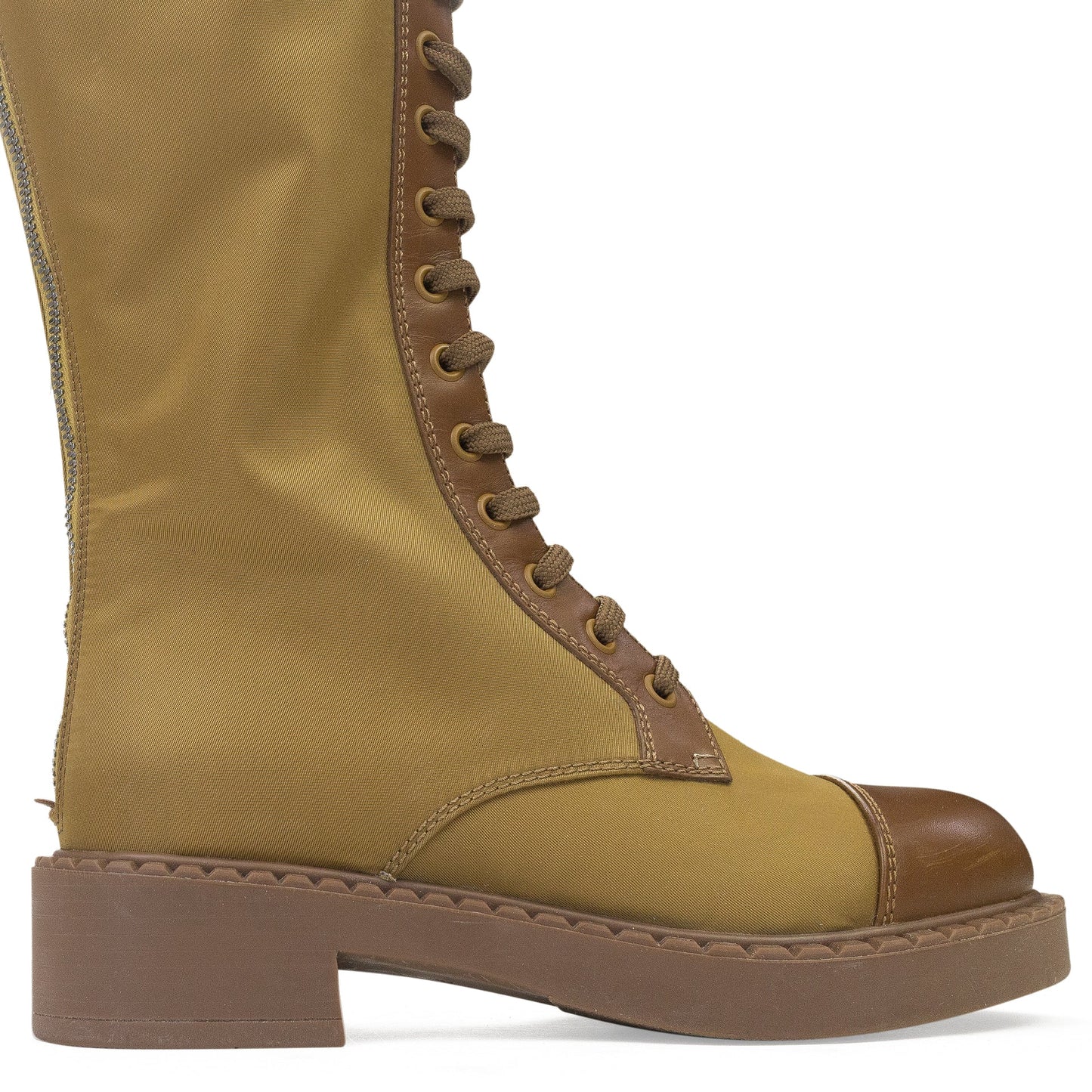 COMBAT LOGO TALL BOOTS BROWN KNEE-HIGH BOOTS