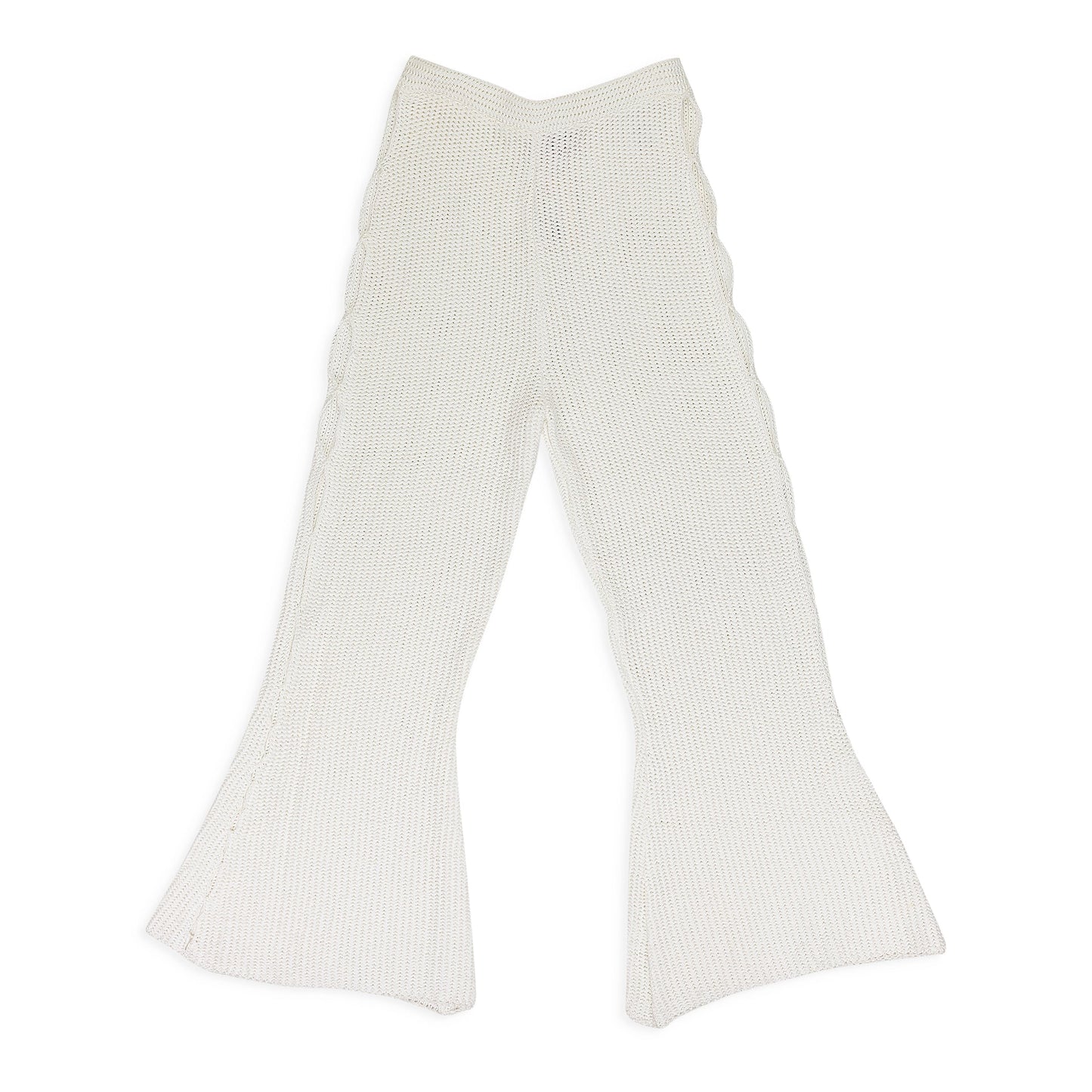WHITE SCALLOP STRAIGHT PANTS