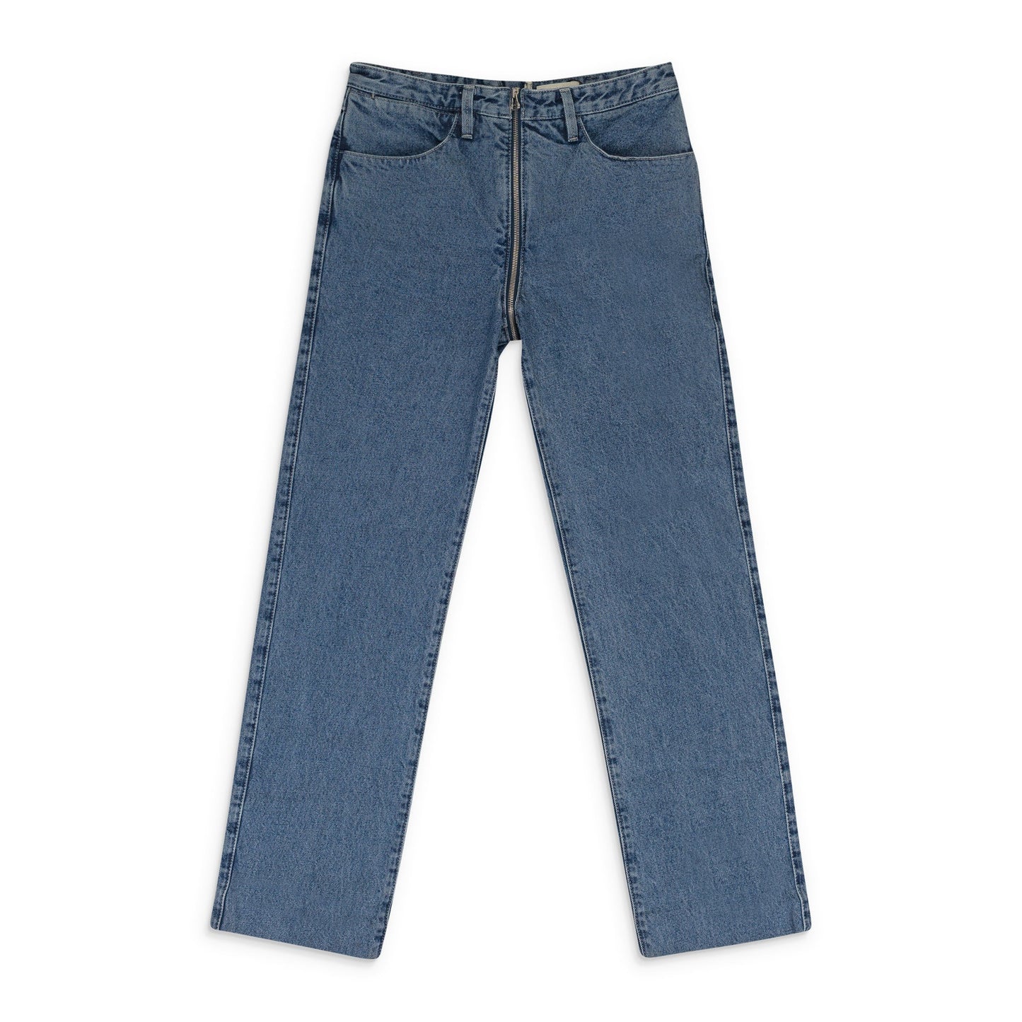 BLUE ZIP THROUGH STRAIGHT-FIT JEANS