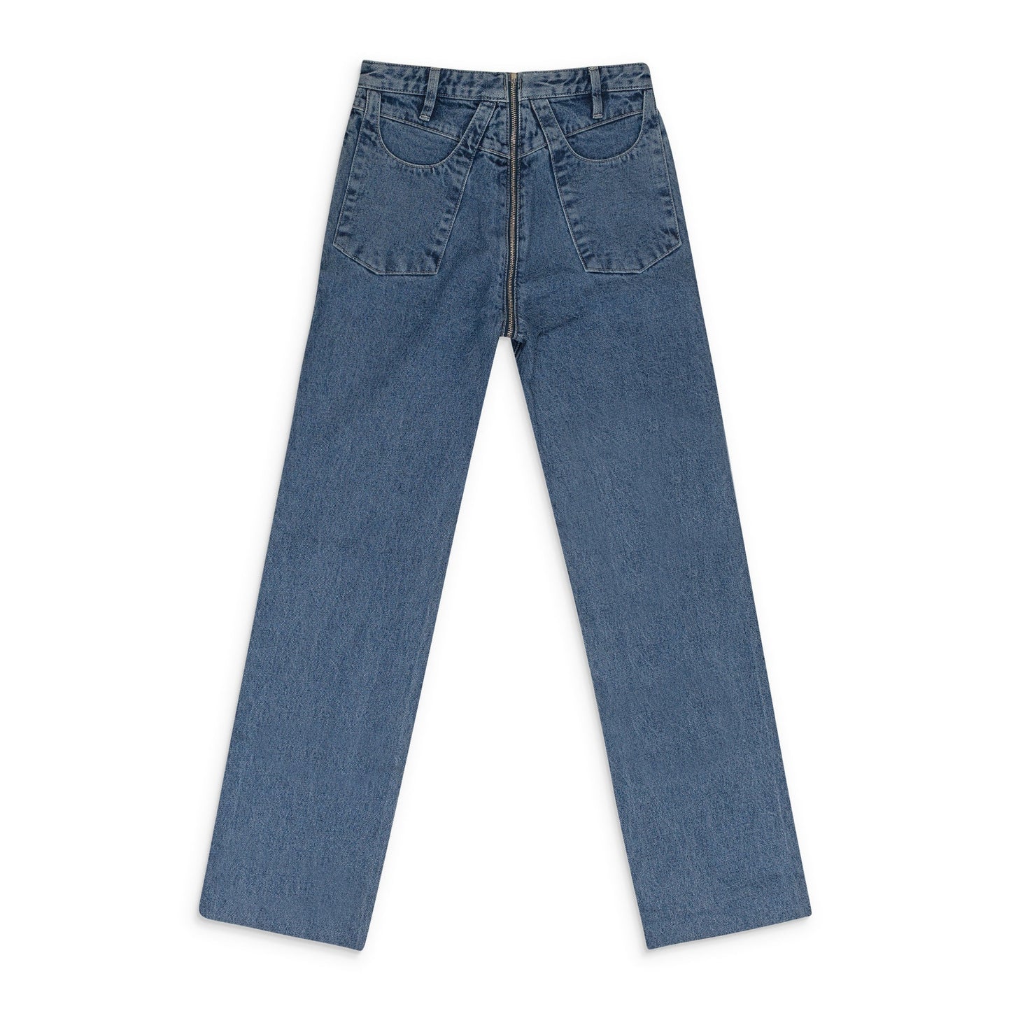 BLUE ZIP THROUGH STRAIGHT-FIT JEANS