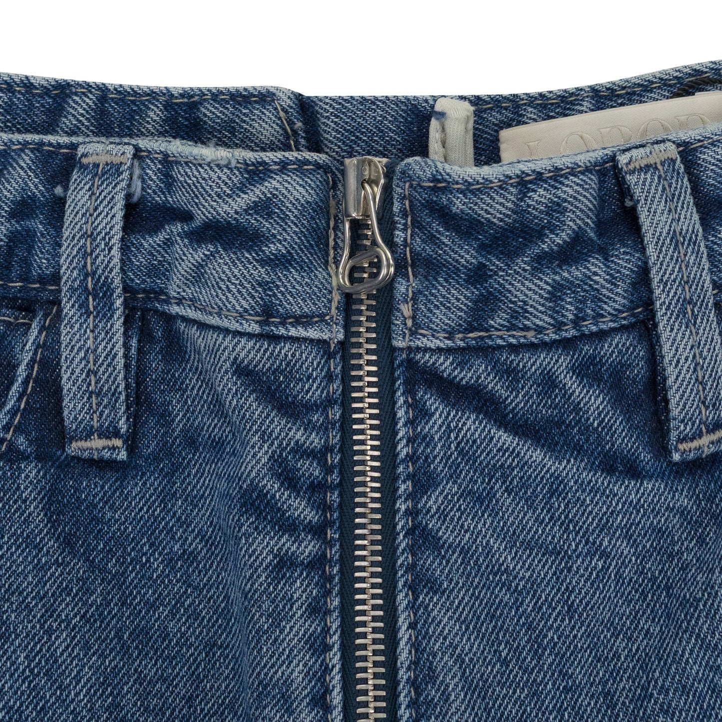 BLUE ZIP THROUGH STRAIGHT-FIT JEANS