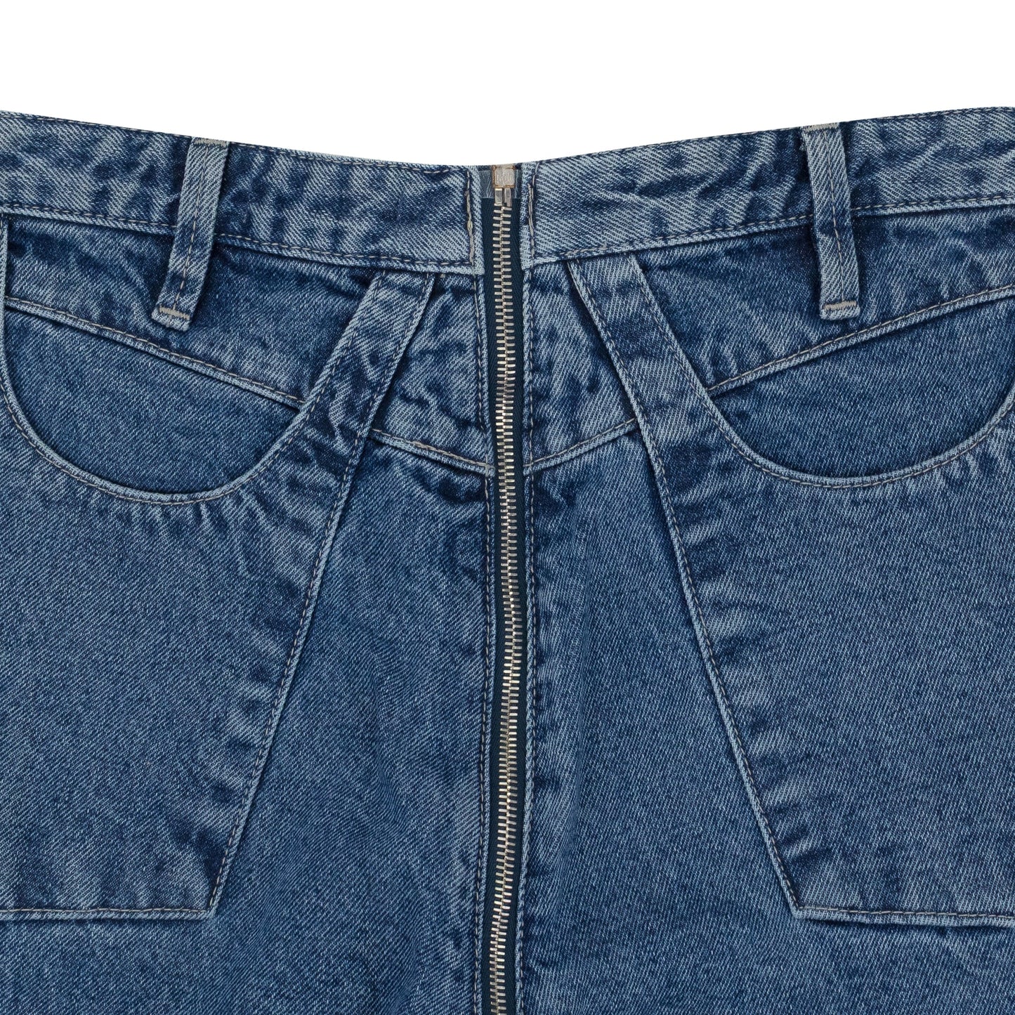 BLUE ZIP THROUGH STRAIGHT-FIT JEANS