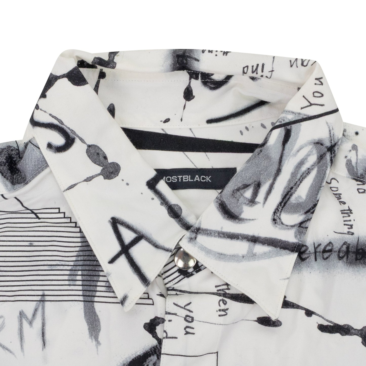 BLACK/WHITE PRINT DRAWING BUTTON-DOWN SHIRT