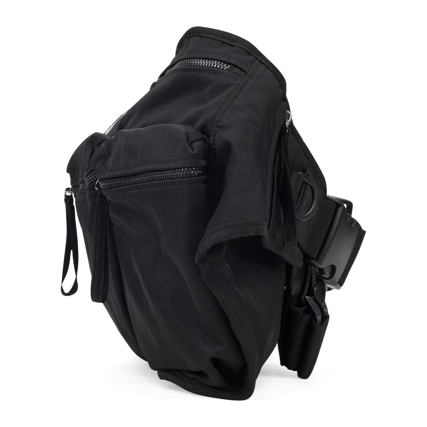 BLACK NYLON SLING BACKPACK