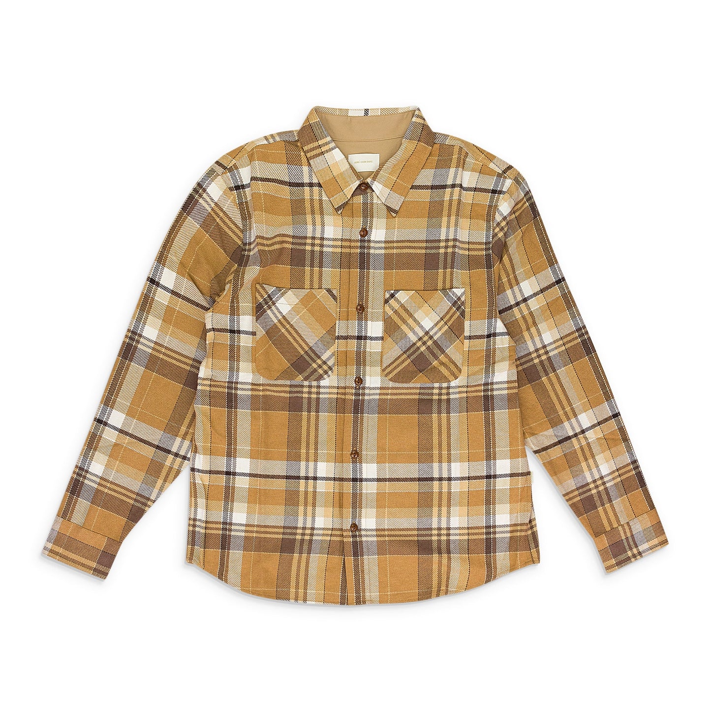 BROWN PLAID COTTON BUTTON-DOWN SHIRT