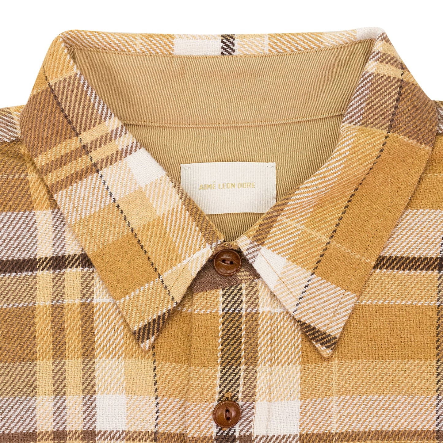 BROWN PLAID COTTON BUTTON-DOWN SHIRT