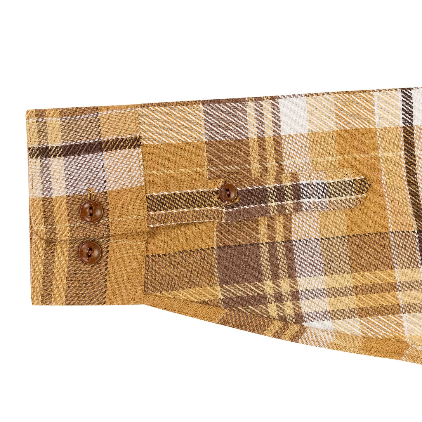 BROWN PLAID COTTON BUTTON-DOWN SHIRT
