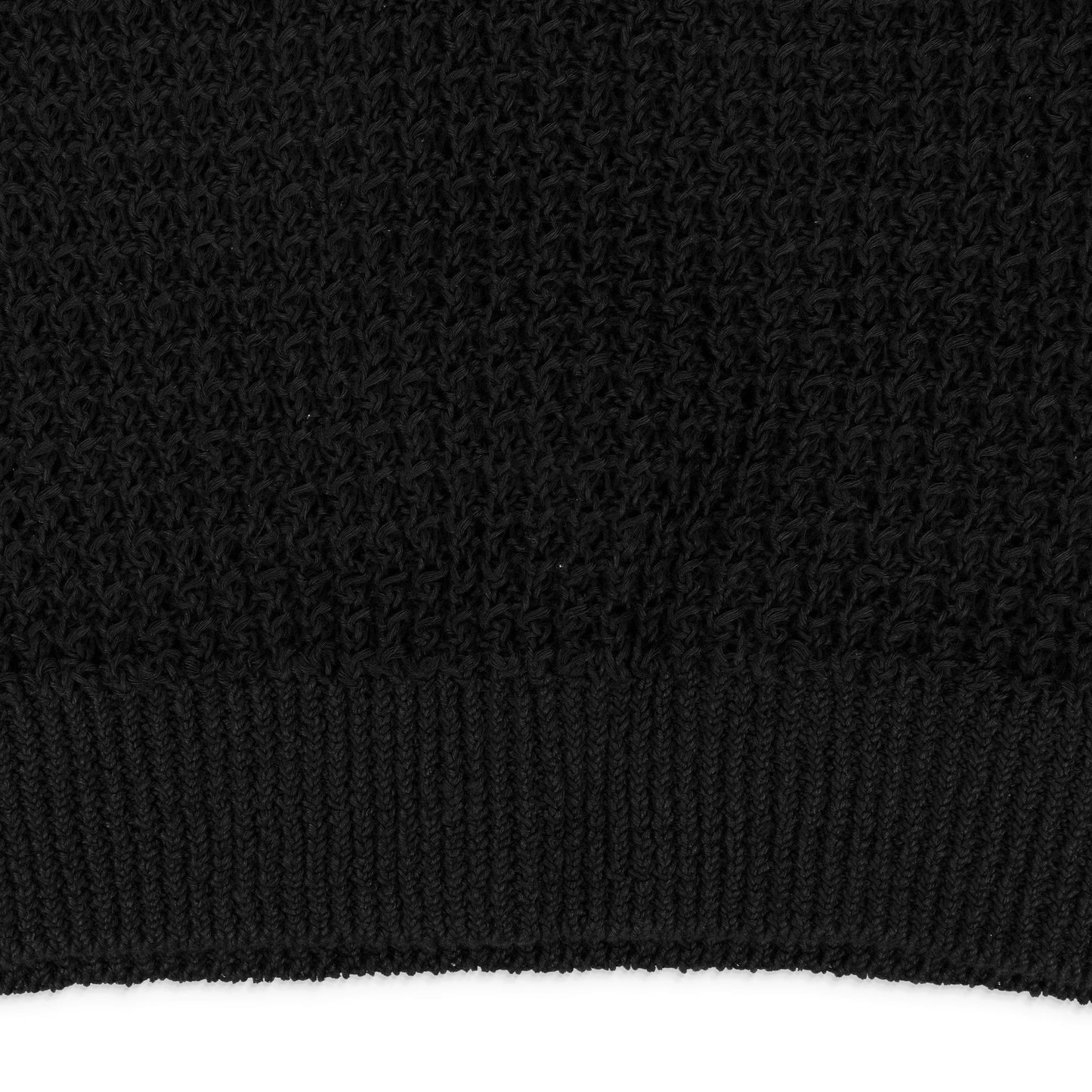 BLACK LOOSE KNIT WAFFLE CREWNECK SWEATER