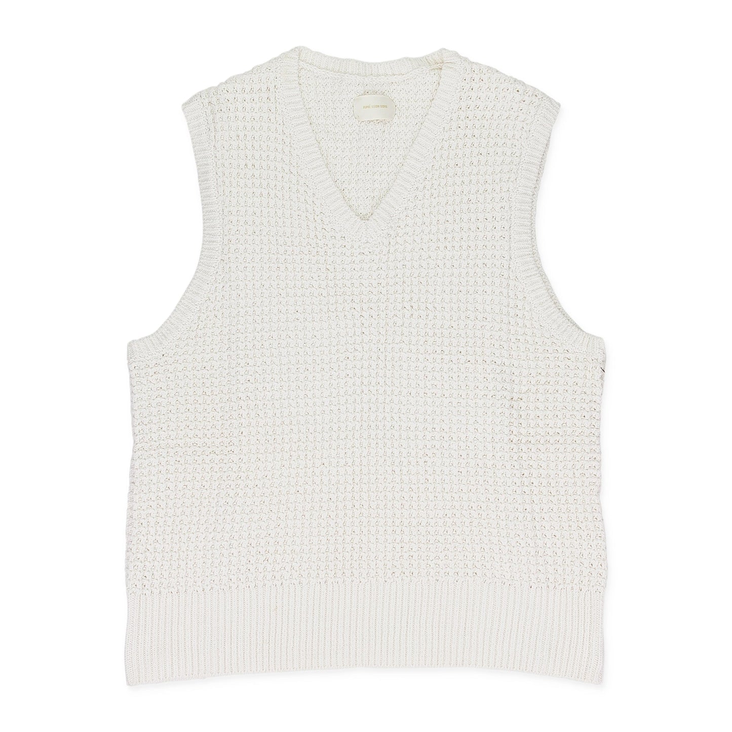 CREAM WAFFLE V-NECK SWEATER VEST
