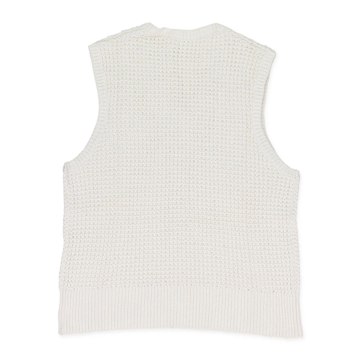 CREAM WAFFLE V-NECK SWEATER VEST