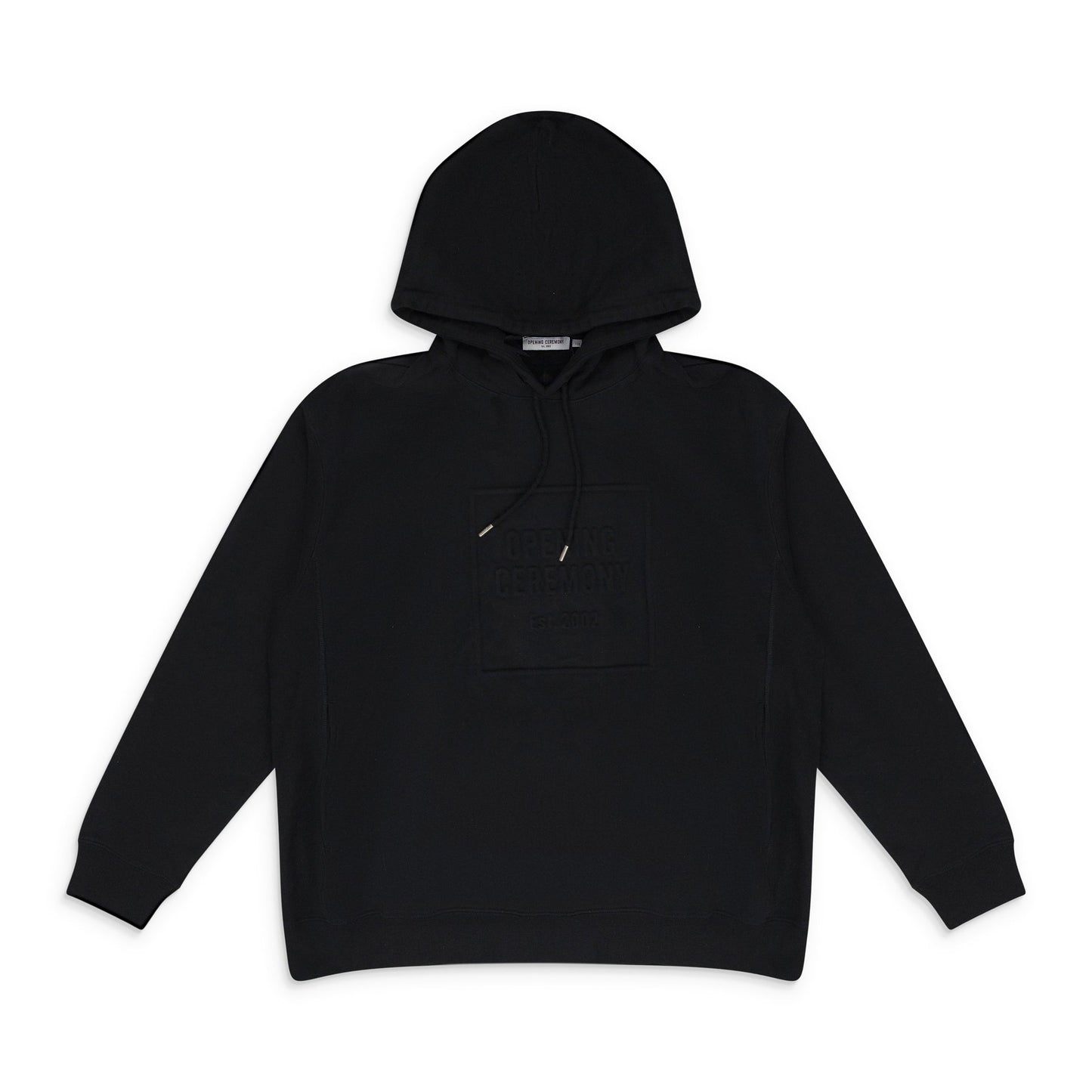 BLACK EMBOSSED BOX LOGO HOODIE