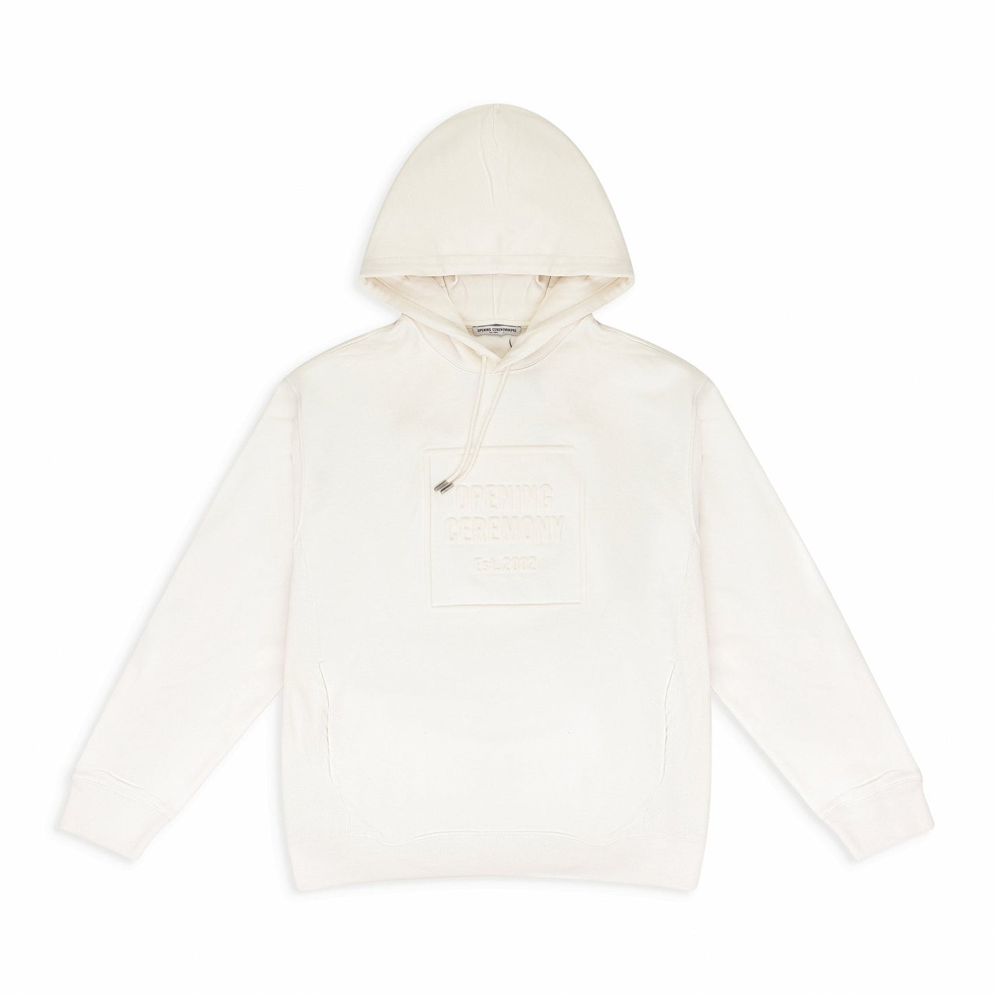 WHITE EMBOSSED BOX LOGO HOODIE