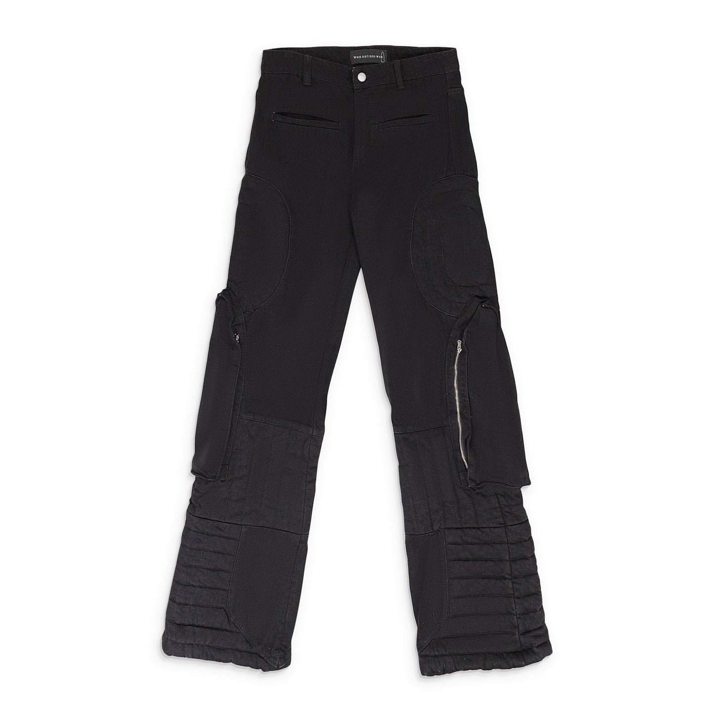 BLACK RAISED WINDOW STACKED PANTS