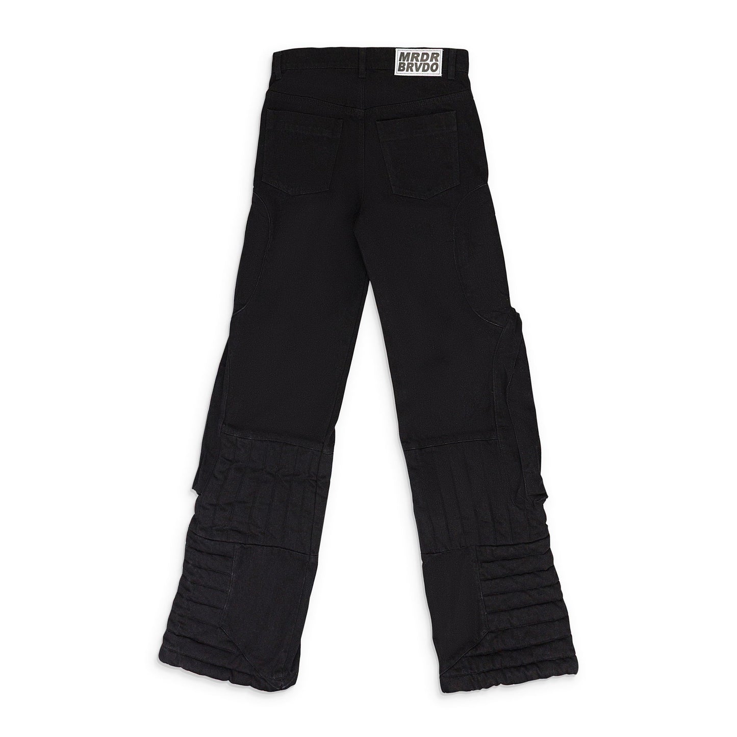 BLACK RAISED WINDOW STACKED PANTS