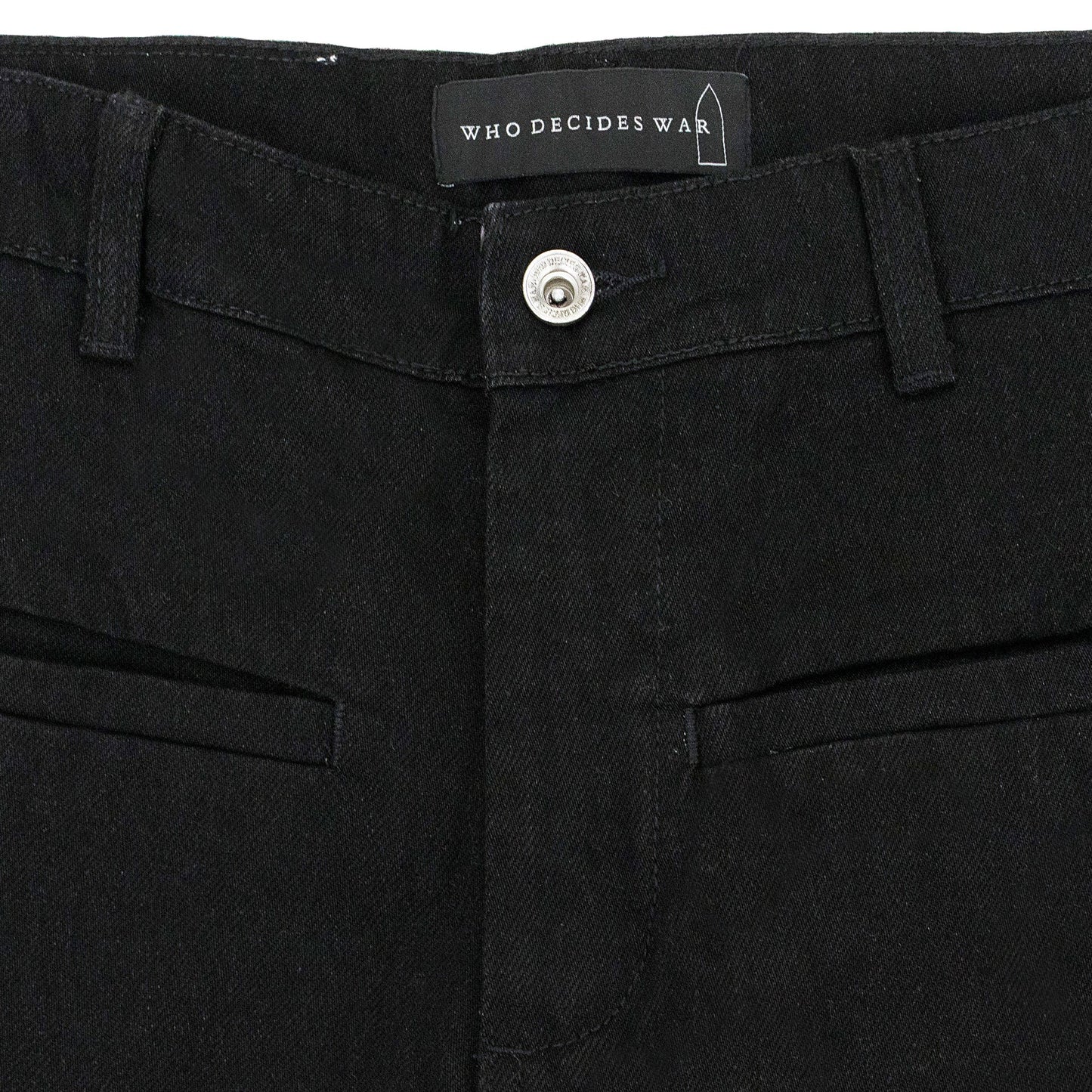BLACK RAISED WINDOW STACKED PANTS