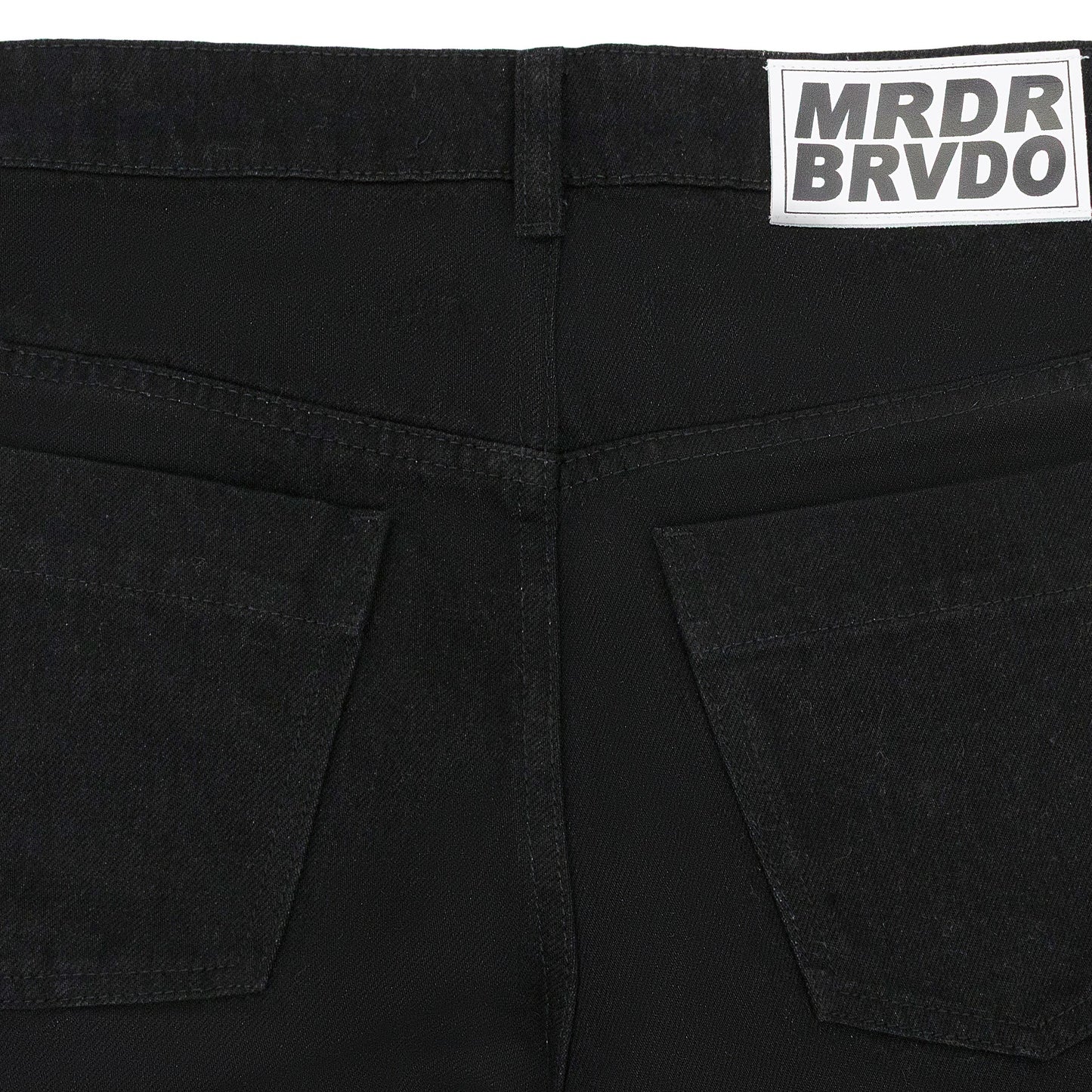 BLACK RAISED WINDOW STACKED PANTS