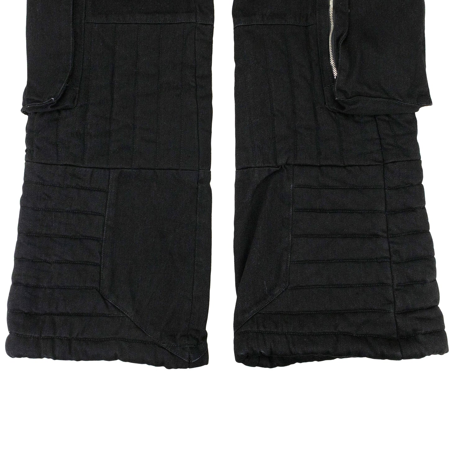 BLACK RAISED WINDOW STACKED PANTS