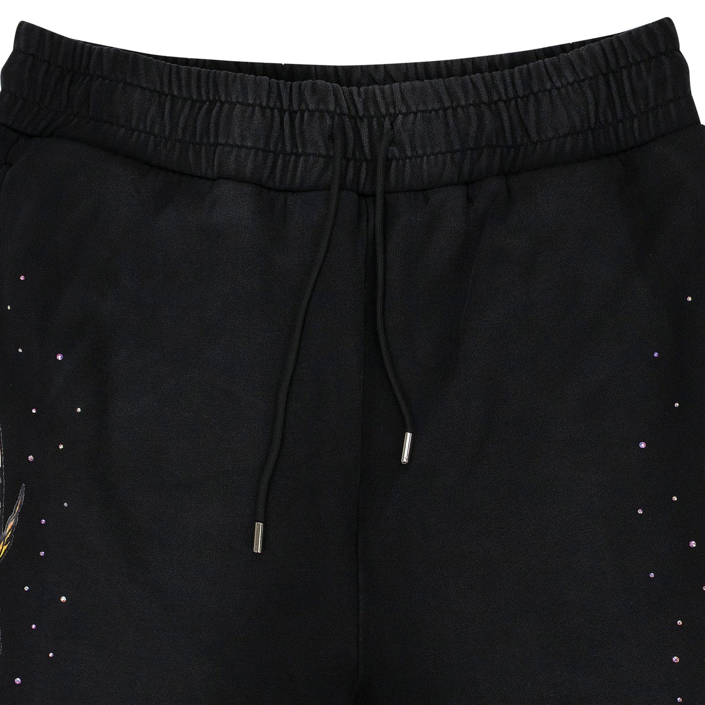BLACK FLAME GLASS SWEATSHORTS