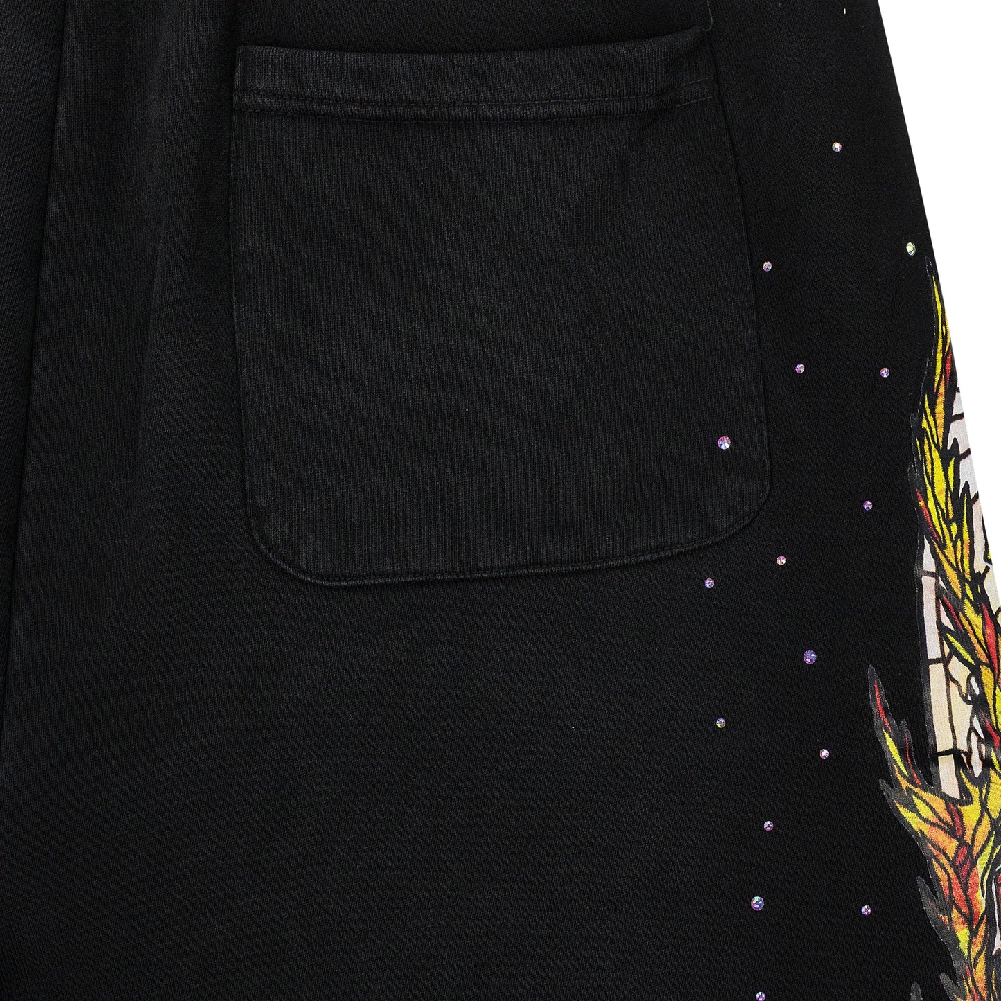 BLACK FLAME GLASS SWEATSHORTS