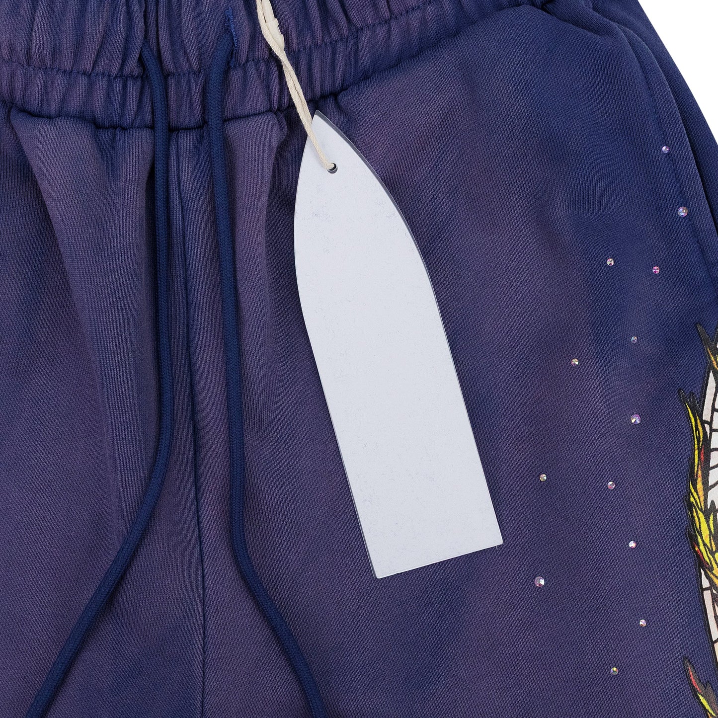 INDIGO FLAME GLASS SWEATSHORTS