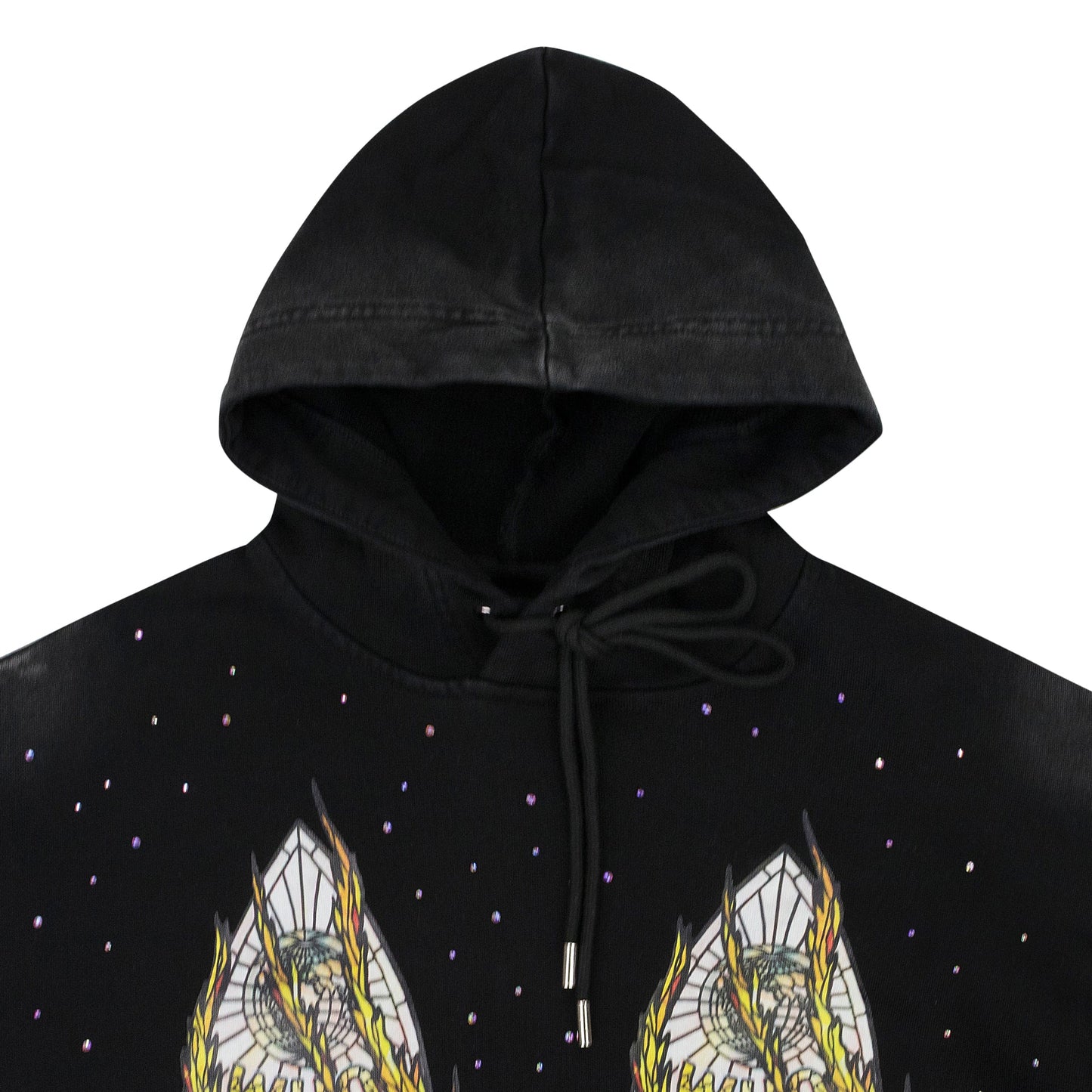BLACK FLAME GLASS HOODIE