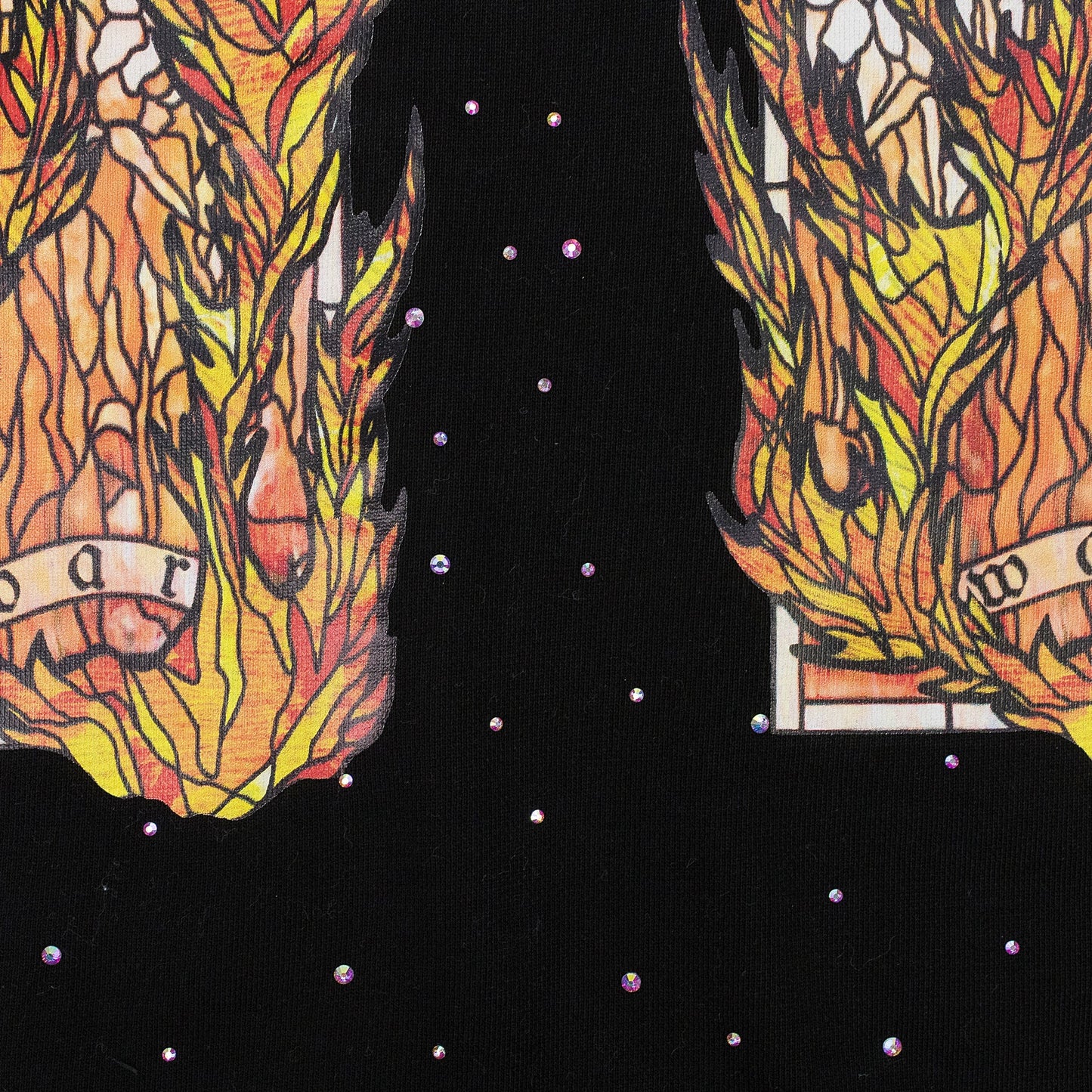 BLACK FLAME GLASS HOODIE